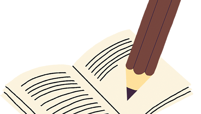 Illustration eines Buches mit Stift