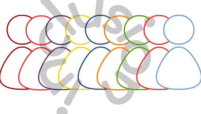 Gezeichnete Strichpersonen vor dem Text: inclusion